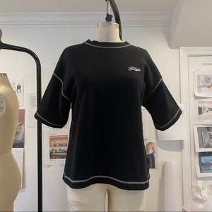 Fiorucci Fleece T-Shirt Black With White Contrast Stitching